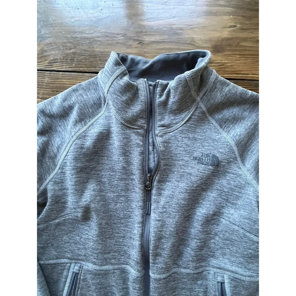 The North Face Womens Grey Heather Full Zip‎ Fleece Jacket Mock Neck Size Medium